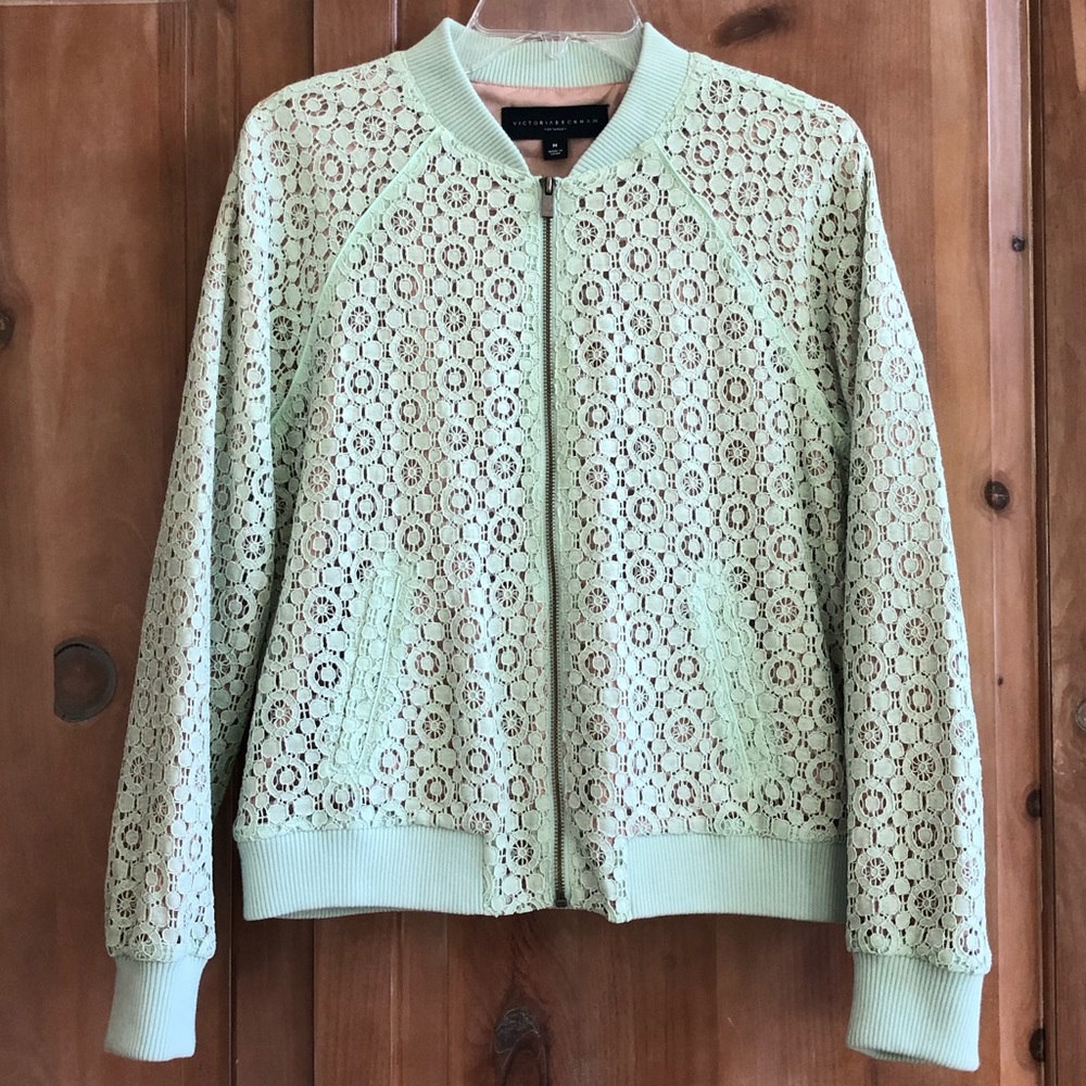 Bomber style zippered lace jacket